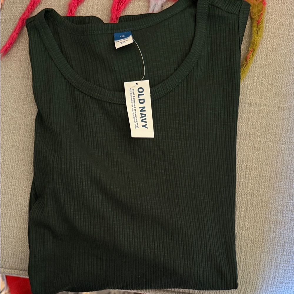 NWT Old Navy Dark Green Ribbed Luxe Tank